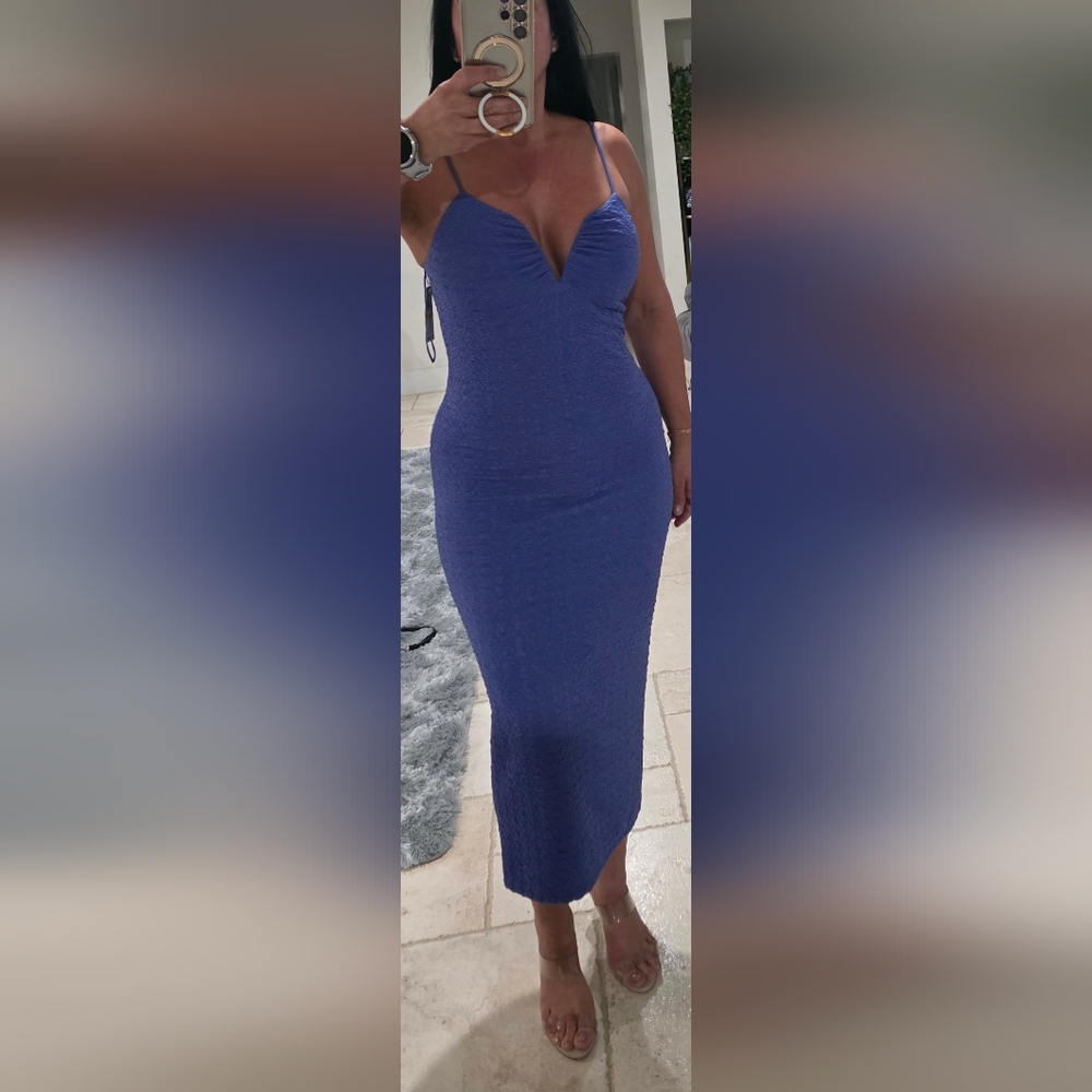 Elegant Blue Spaghetti Strap Dress